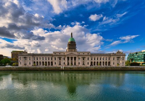 A beautiful shot of The Custom House (Teach an Chustaim) in Dublin, Ireland