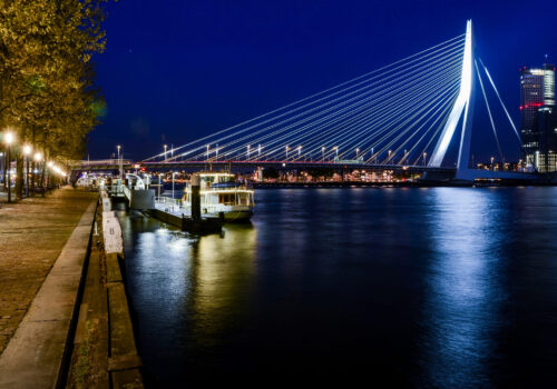 The Erasmus Bridge is a combined cable-stayed and bascule bridge in the centre of Rotterdam, connecting the north and south parts of this city, second largest in the Netherlands